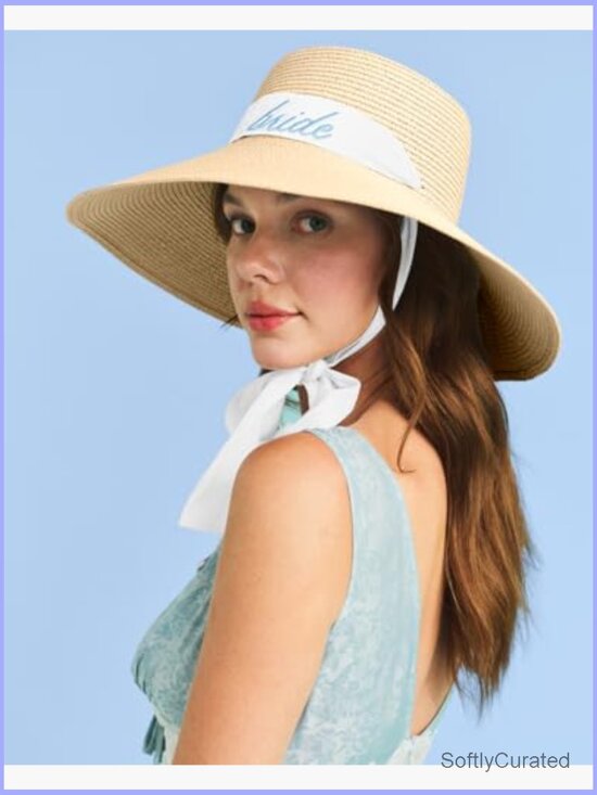 Embroidered Straw Sun Hat - Bachelorette Party Bridal Gift Beach Wedding main image 5